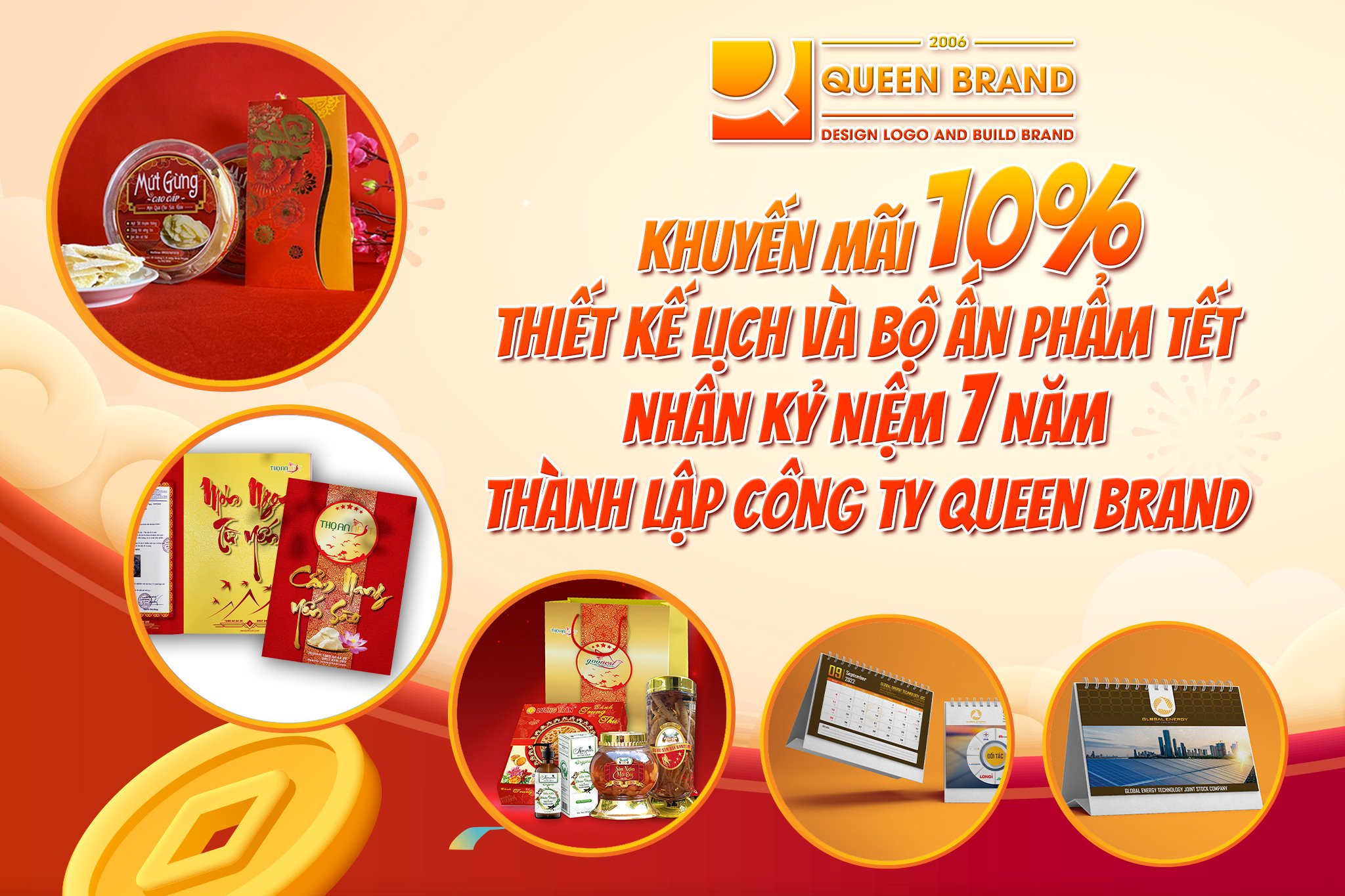 KHUYẾN MÃI 10 THIẾT KẾ LỊCH VÀ BỘ ẤN PHẨM TẾT NHÂN KỶ NIỆM 7 NĂM THÀNH